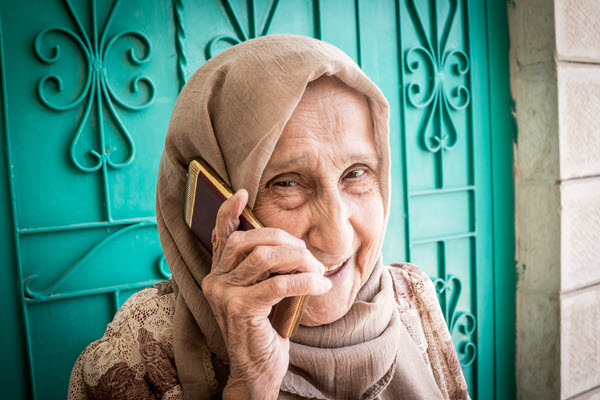 Older woman on the phone