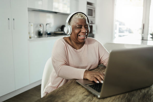 Older woman working on a computer